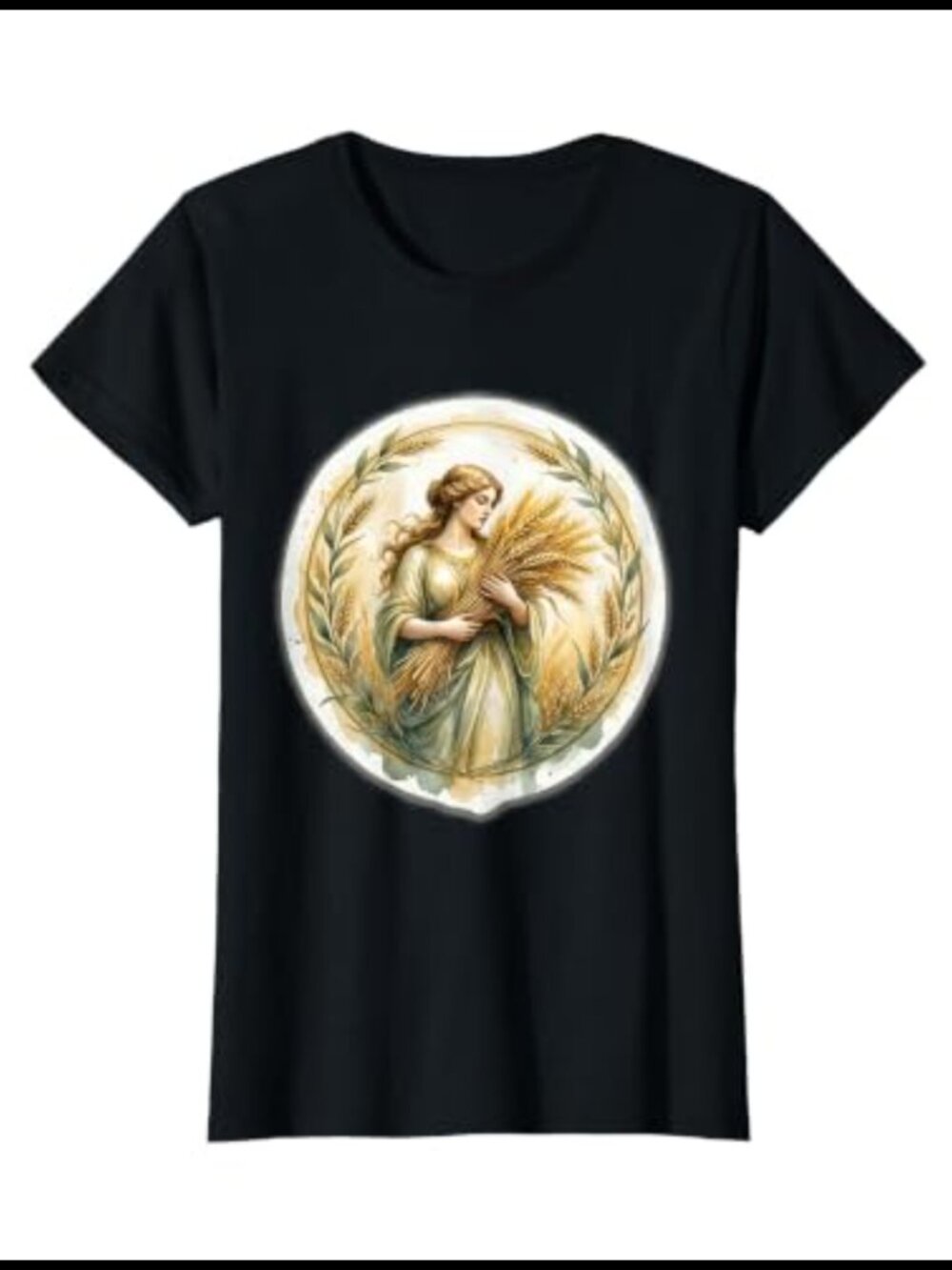 Virgo Maiden Wheat Bundle Zodiac Illustration T-Shirt